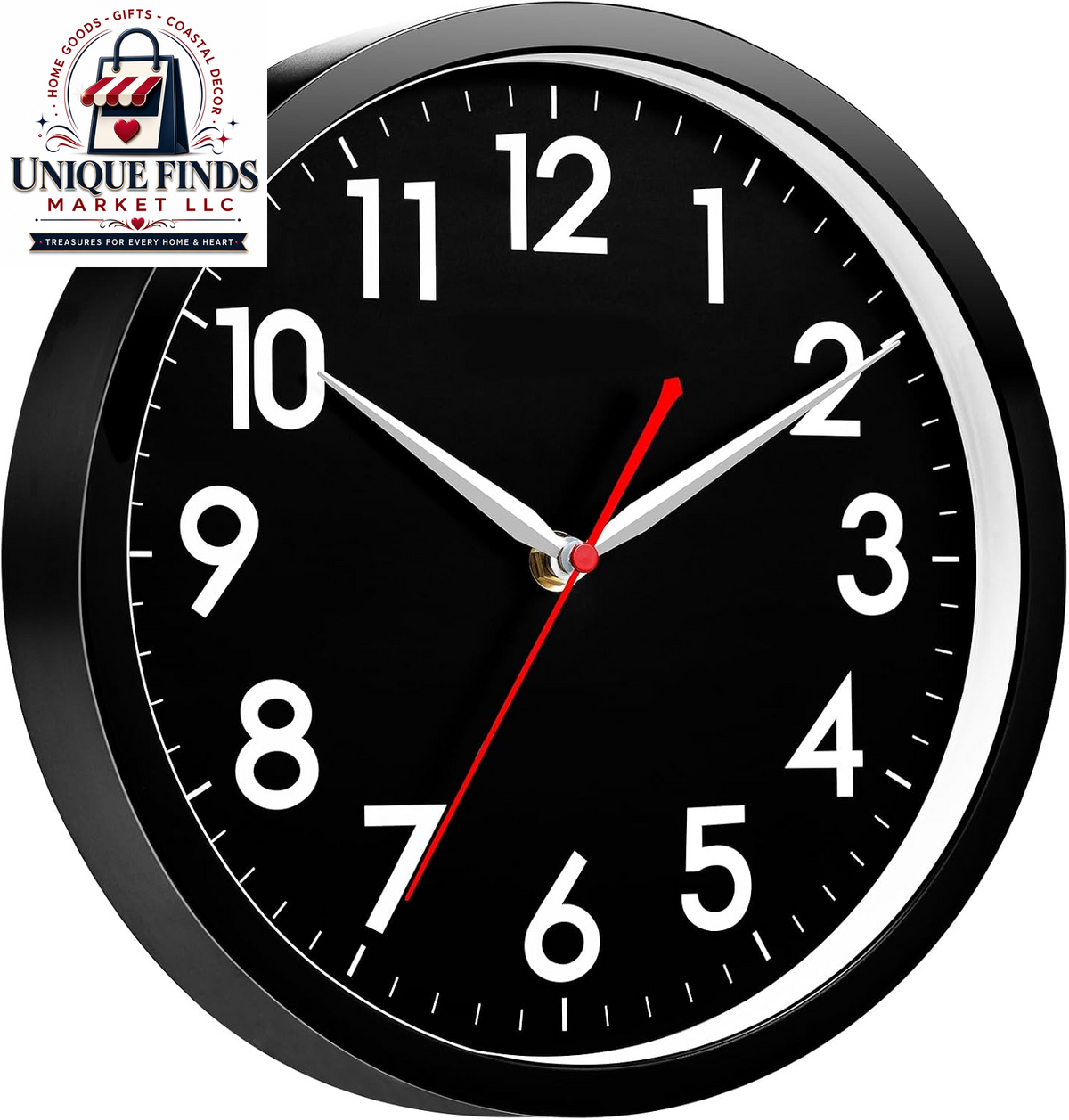 AKCISOT 12-Inch Silent Battery-Operated Analog Wall Clock in Silver
