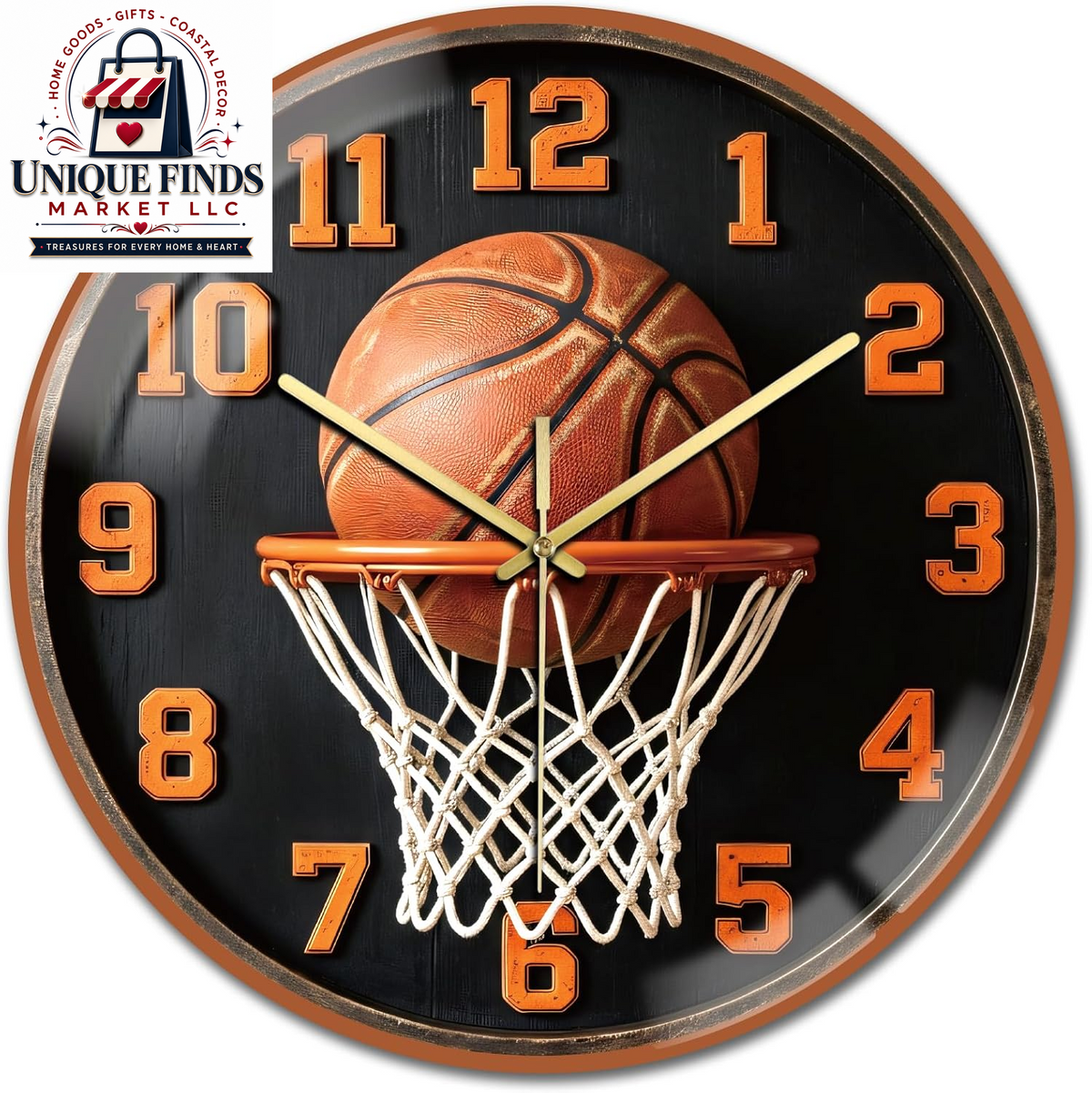 Peacoblue 12-Inch Battery-Operated Basketball Wall Clock