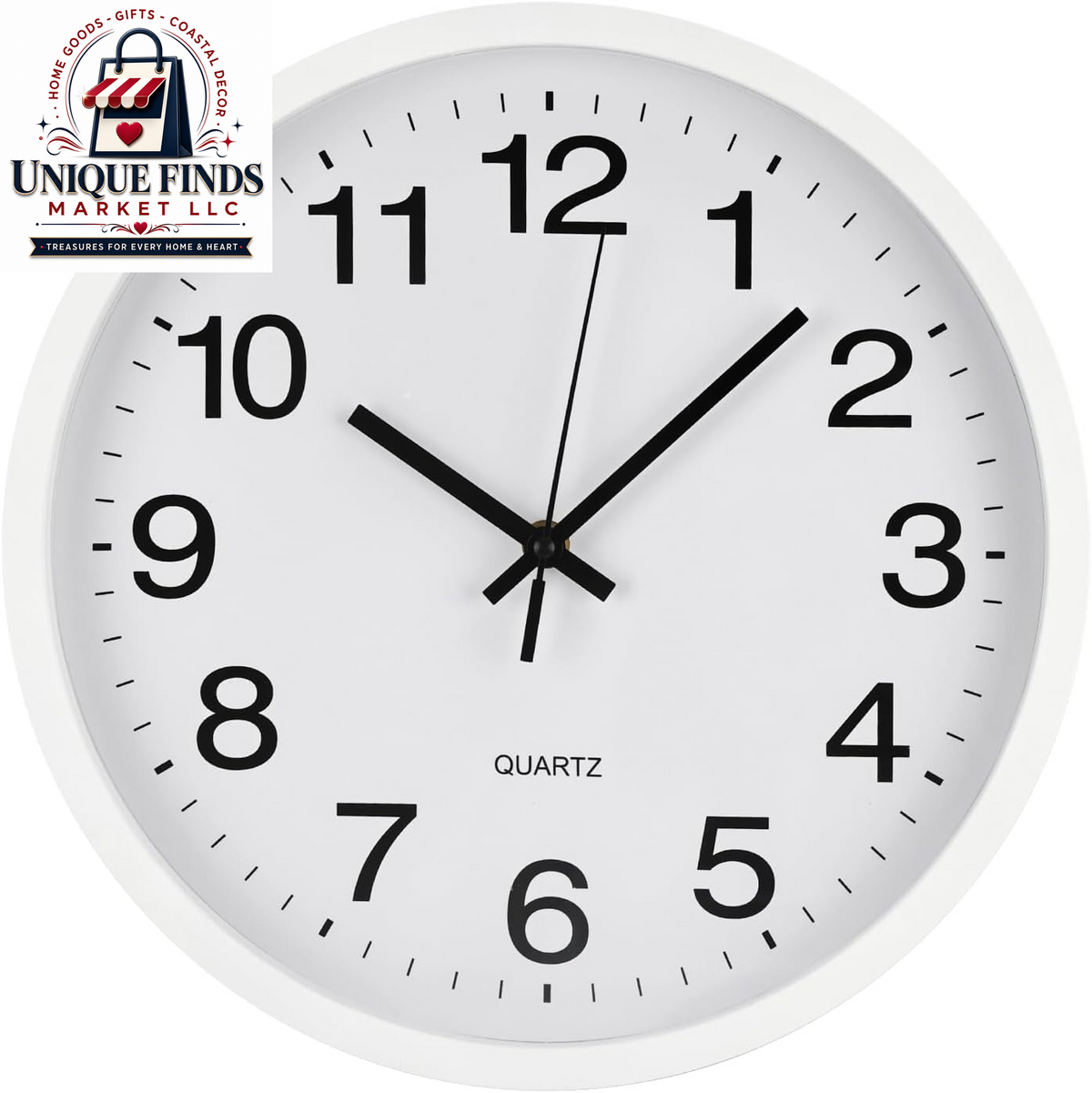 Modern Round Plastic Wall Clock with Silent Quartz Movement - 12 Inch Non-Ticking Decor for Home, Office, School, Living Room, Bedroom, and Kitchen (Red)
