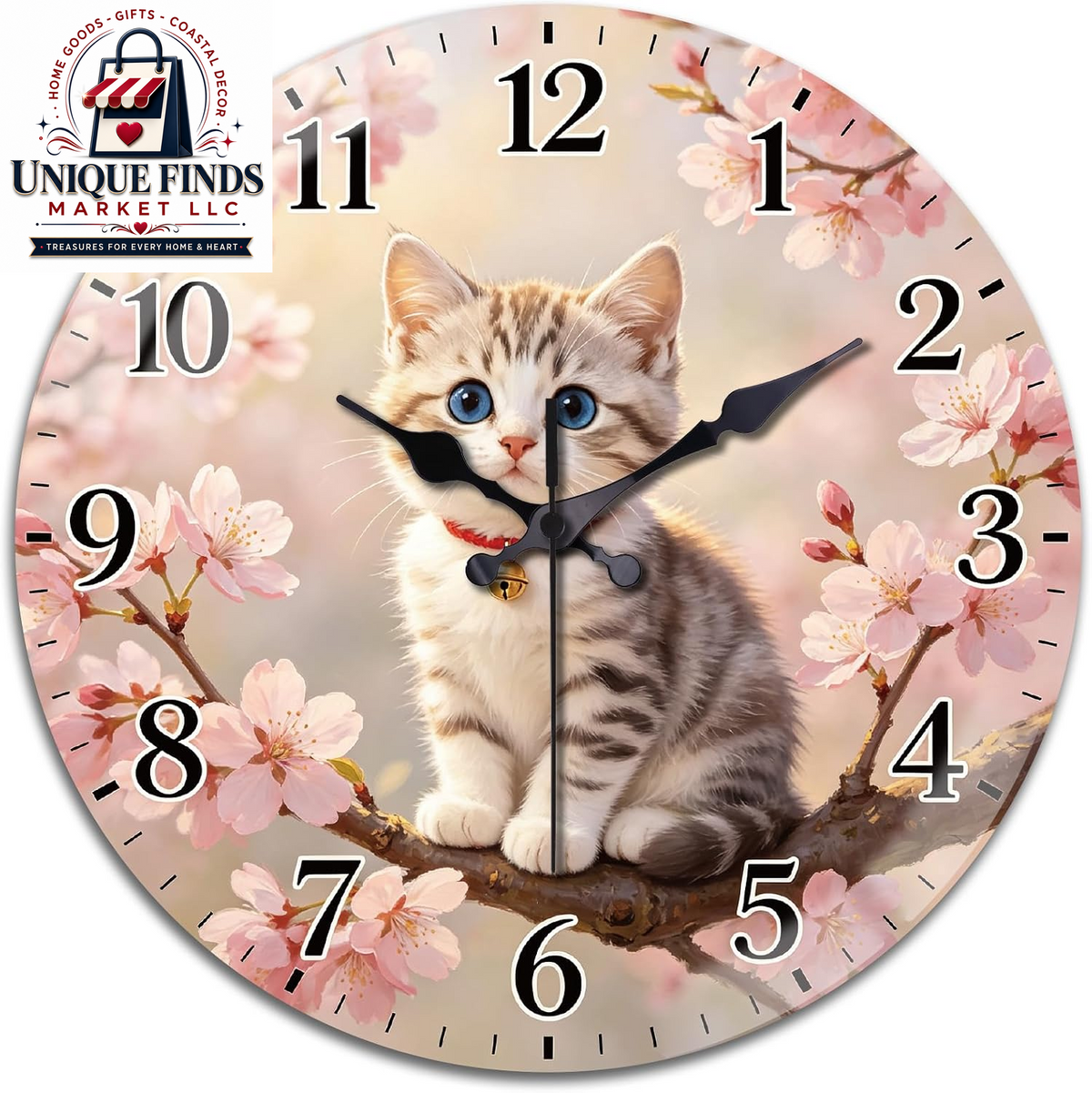Peacoblue 12" Round Battery-Operated Marble Pattern Wall Clock