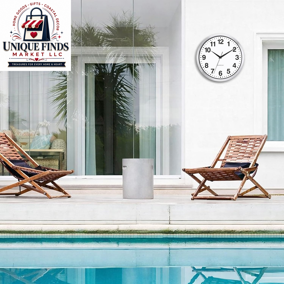 Caysie 12-Inch Waterproof Sealed Indoor/Outdoor Clock in Silver