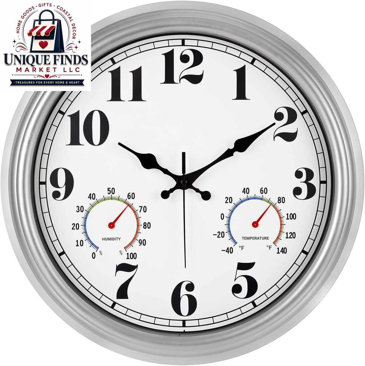 JENLYSTIME 12-Inch Blue Retro Wall Clock