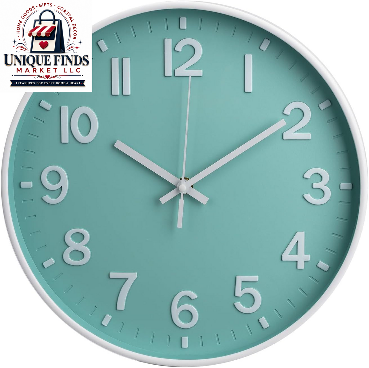 12-Inch Blue Modern Quartz Wall Clock - Silent Non-Ticking Battery Operated Decorative Timepiece for Living Room, Bedroom, Kitchen, and Office - Ideal Gift Option