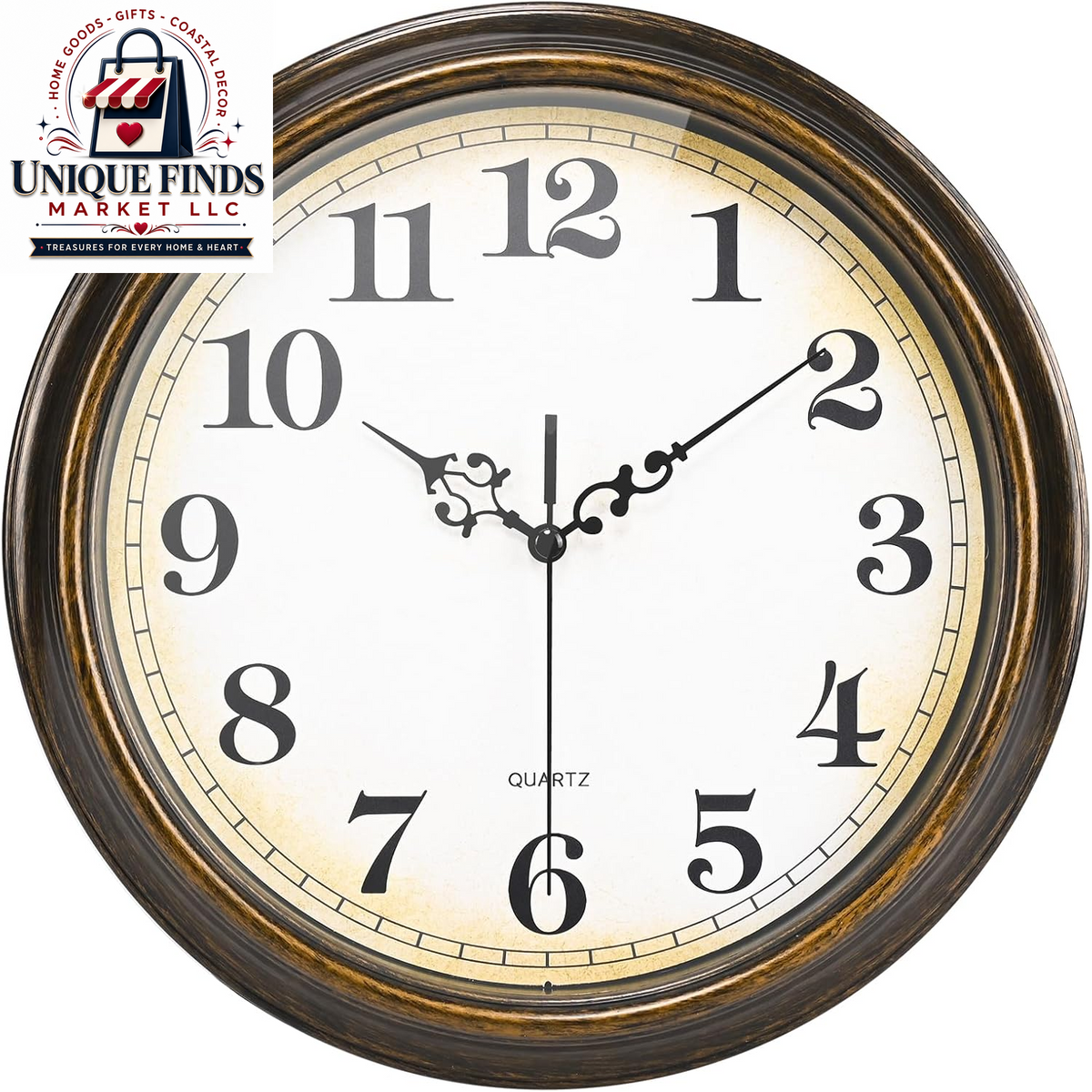 Yoiolclc 16-Inch Silent Non-Ticking Vintage Wall Clock - Battery Operated for Living Room, Office, and School (Bronze Finish)