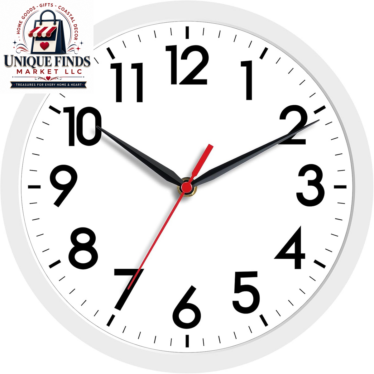 AKCISOT 12-Inch Silent Battery-Operated Analog Wall Clock in Silver