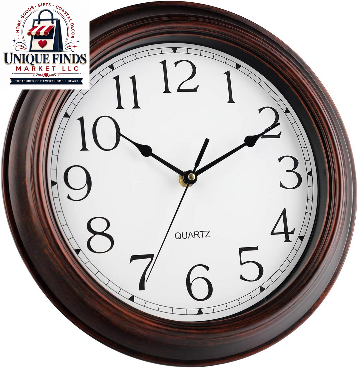 KECYET 12-Inch Battery-Operated Silent Wall Clock for Living Room