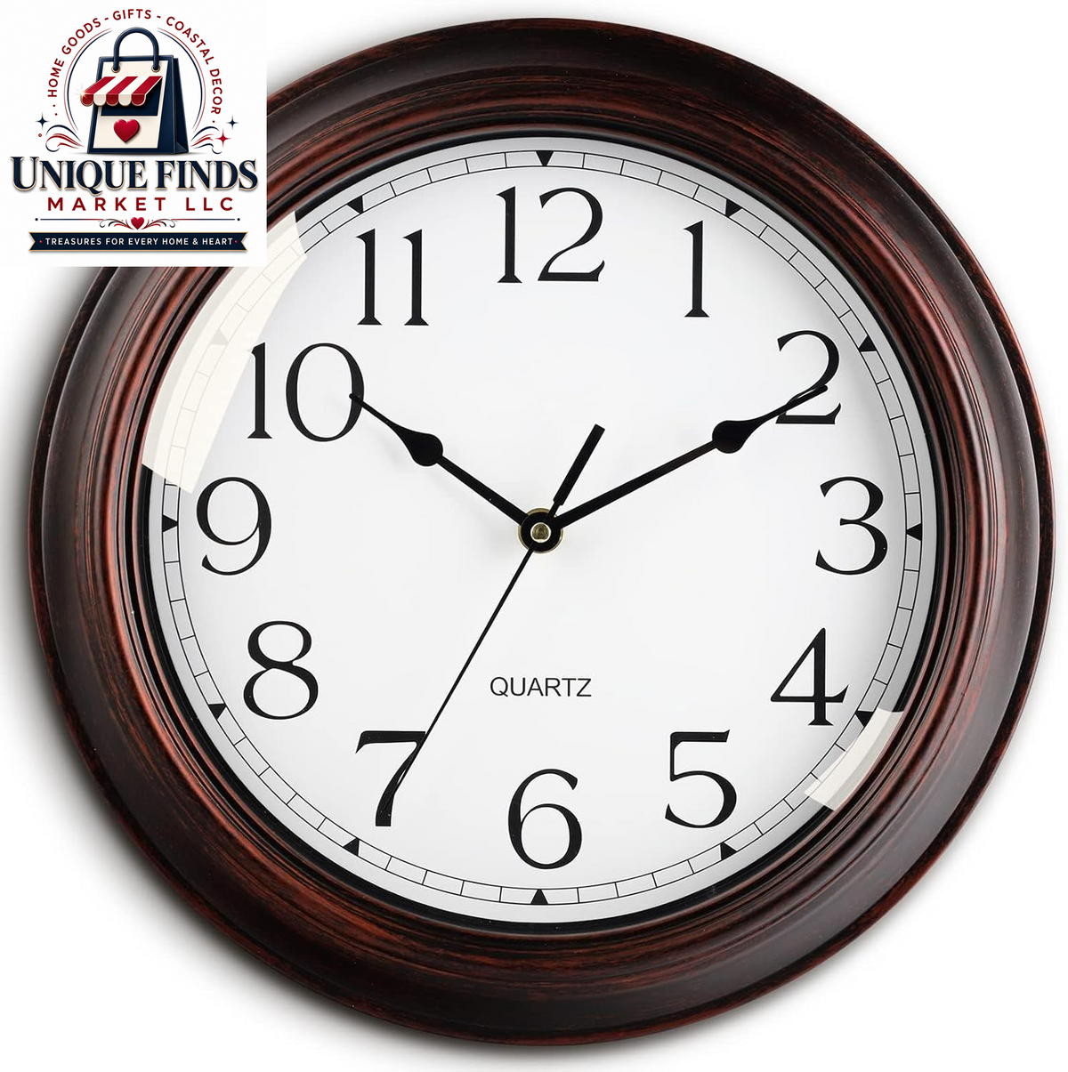 KECYET 12-Inch Battery-Operated Silent Wall Clock for Living Room