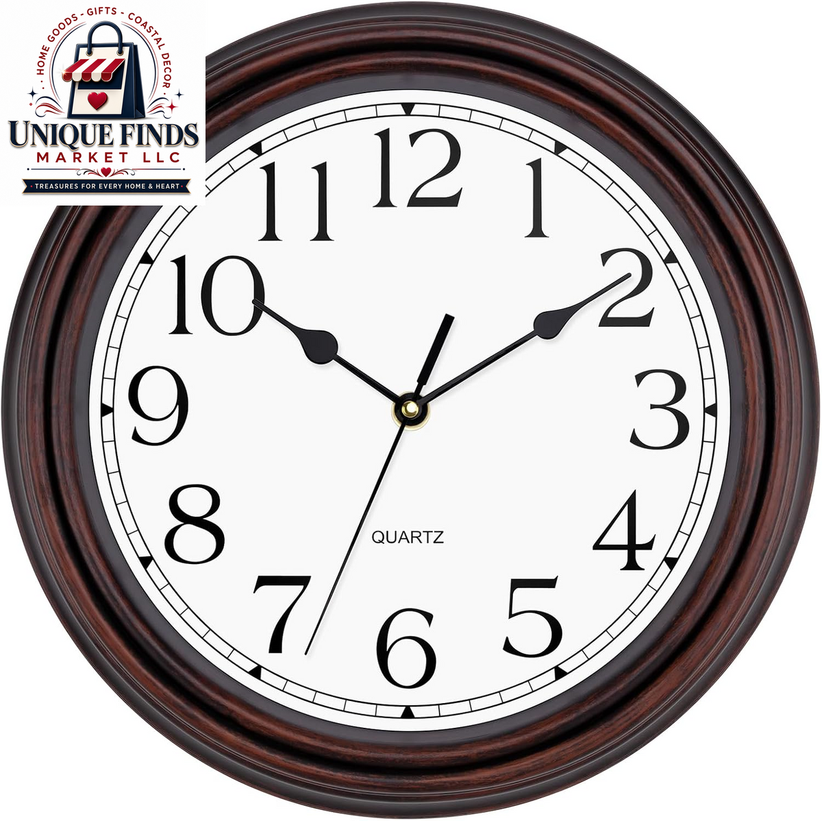 Foxtop 12-Inch Retro Silent Wall Clock - Battery Operated Bronze Finish