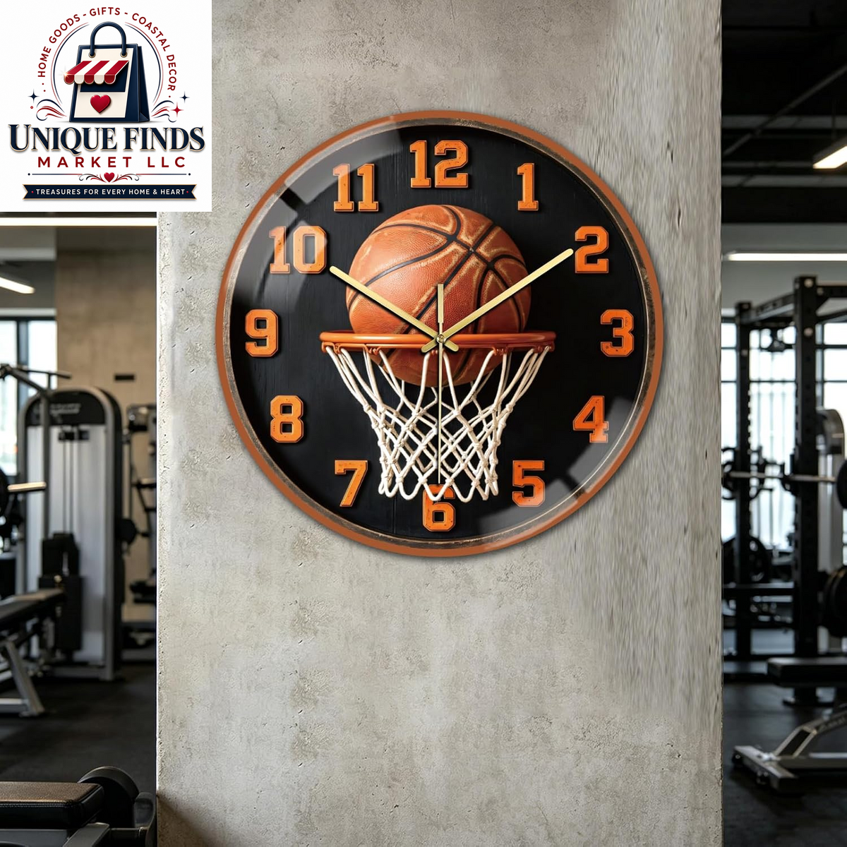 Peacoblue 12-Inch Battery-Operated Basketball Wall Clock
