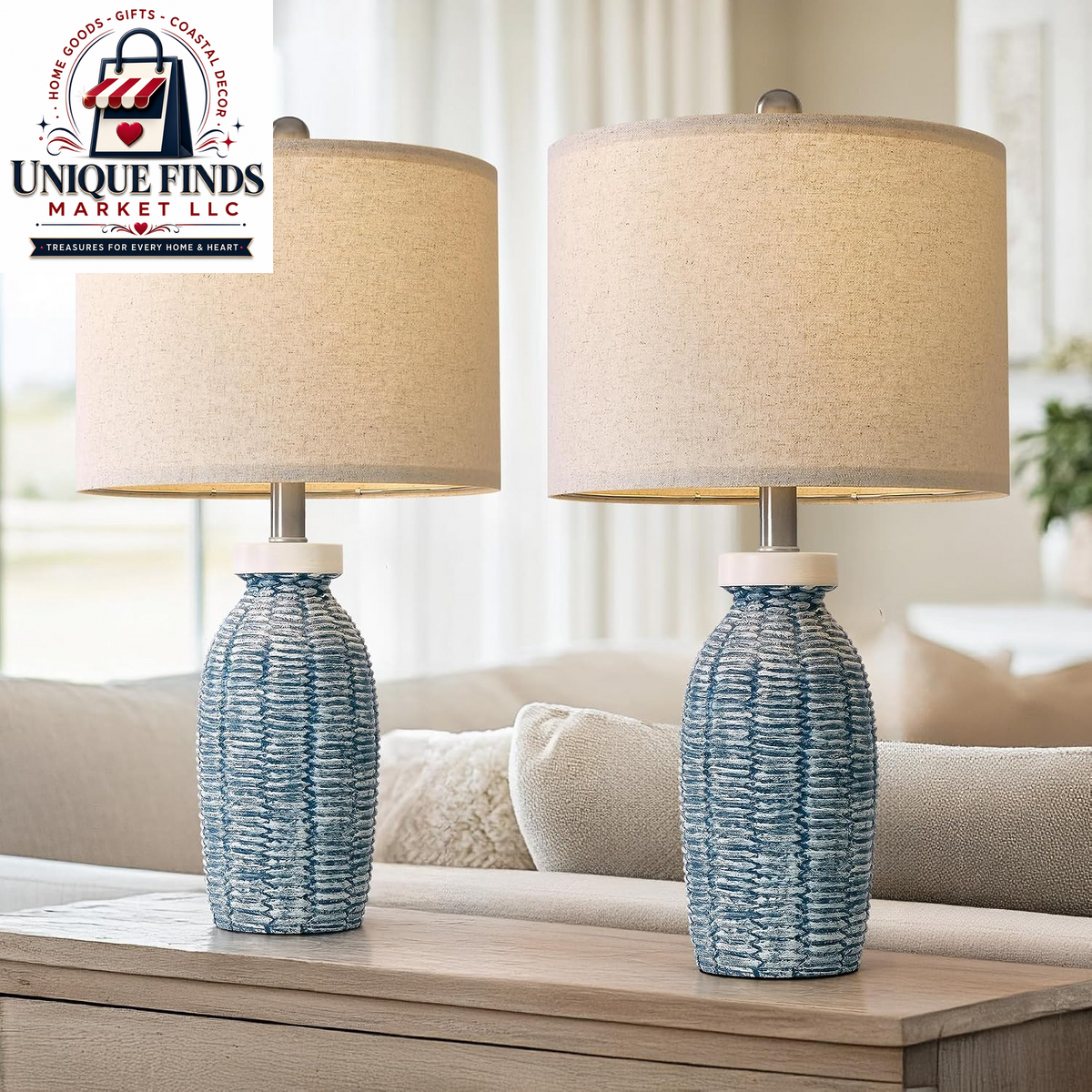 G-SAFAVA Set of 2 Table Lamps for Living Room and Bedroom, 22.75" Bedside Lighting
