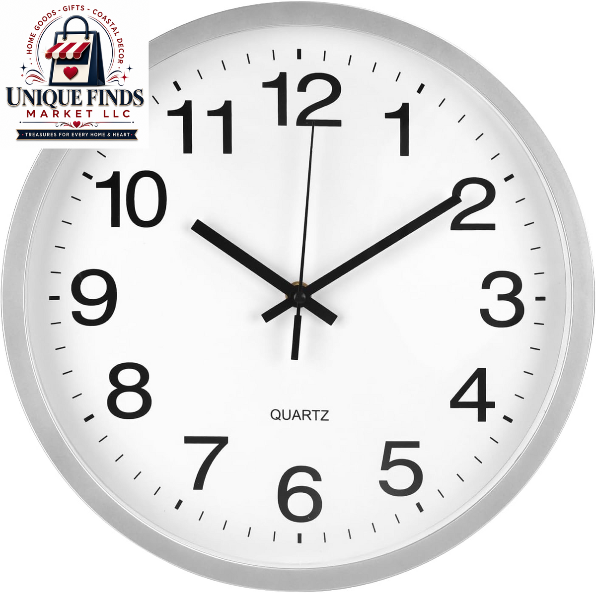 Modern Round Plastic Wall Clock with Silent Quartz Movement - 12 Inch Non-Ticking Decor for Home, Office, School, Living Room, Bedroom, and Kitchen (Red)