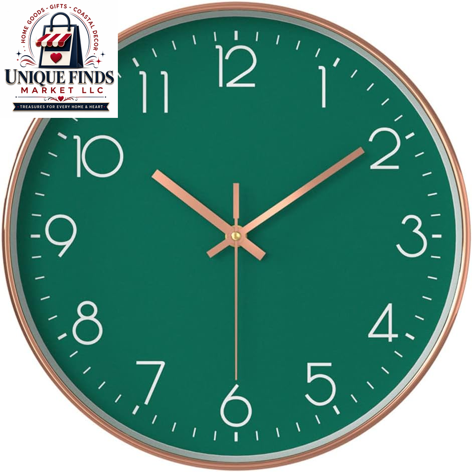 12-Inch Silent Quartz Wall Clock - Non-Ticking Battery Operated Round Clock for Home, Kitchen, Office, School, and Living Room Decor (Mint Green)