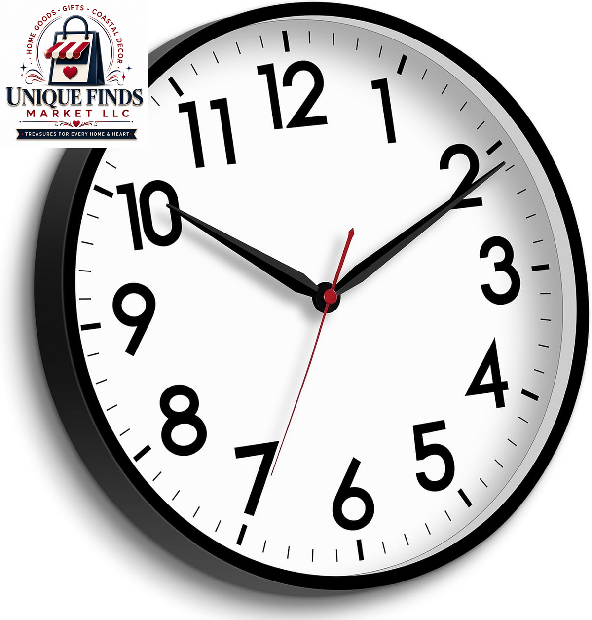 AKCISOT 12-Inch Silent Battery-Operated Analog Wall Clock in Silver