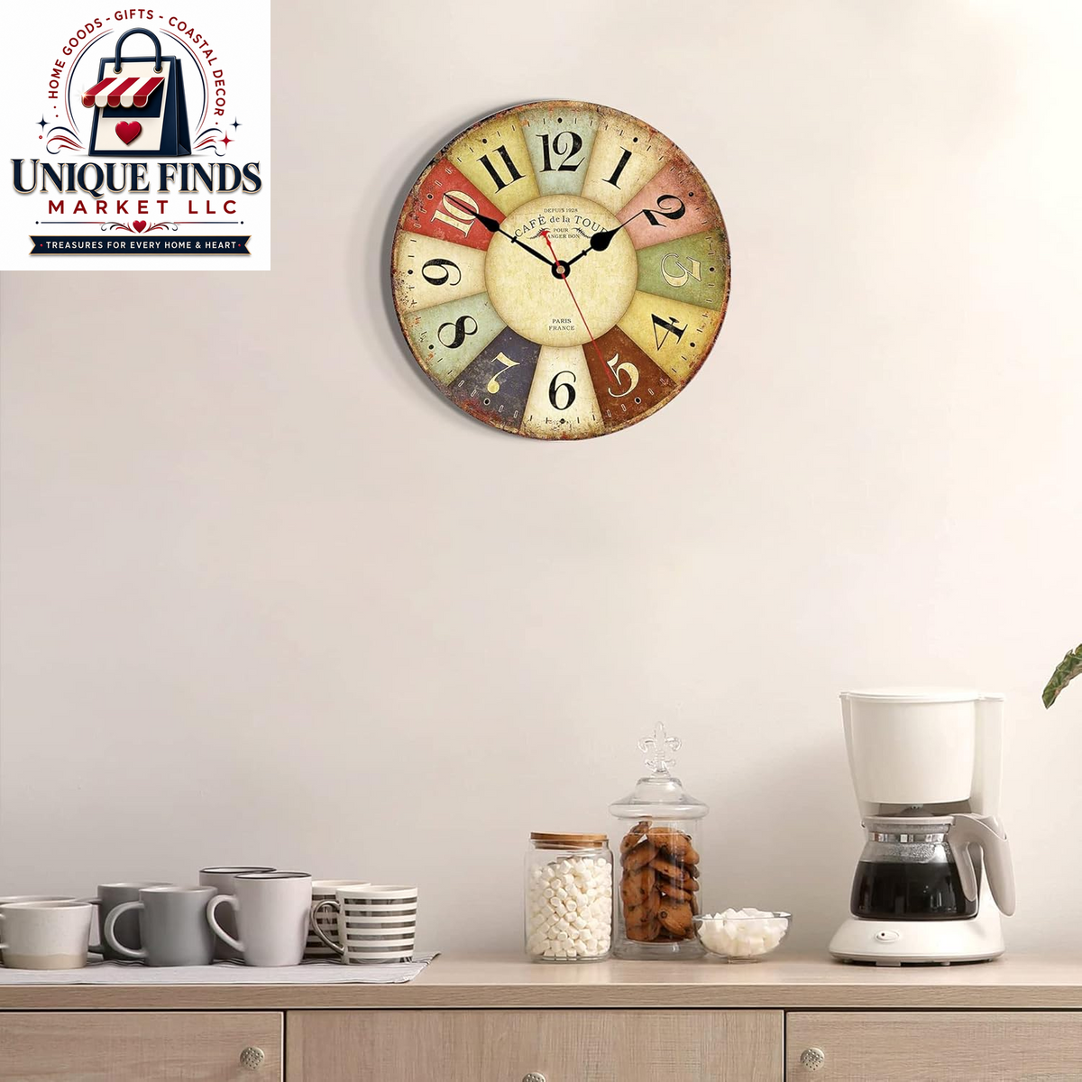 VIKMARI 8 Inch Silent Non-Ticking Wall Clock Arabic Numerals Retro Clocks Wooden
