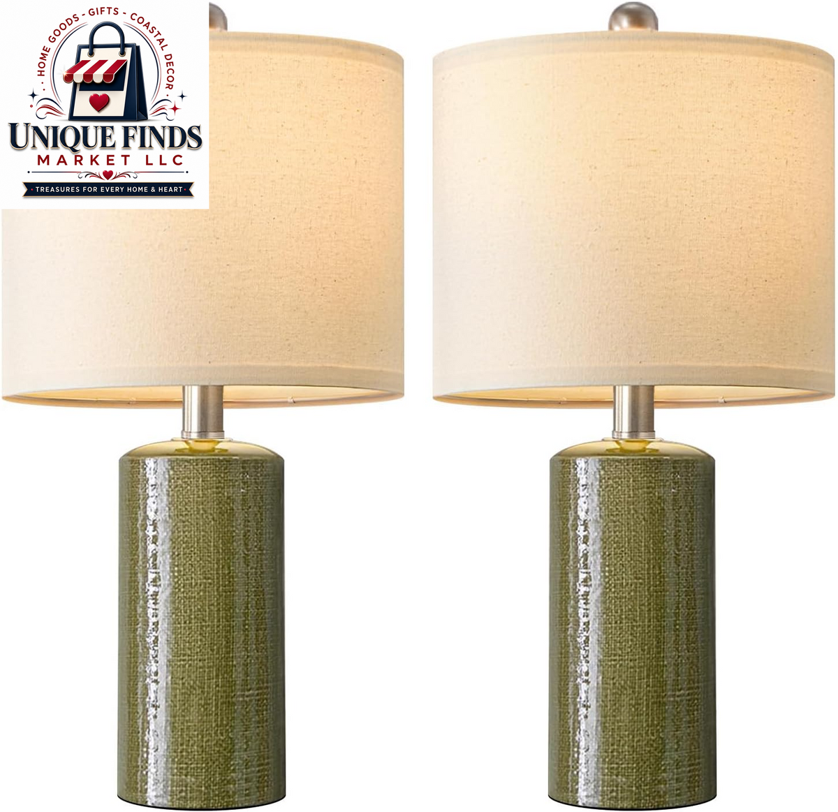 Set of 2 Modern 20.25" Ceramic Table Lamps for Living Room