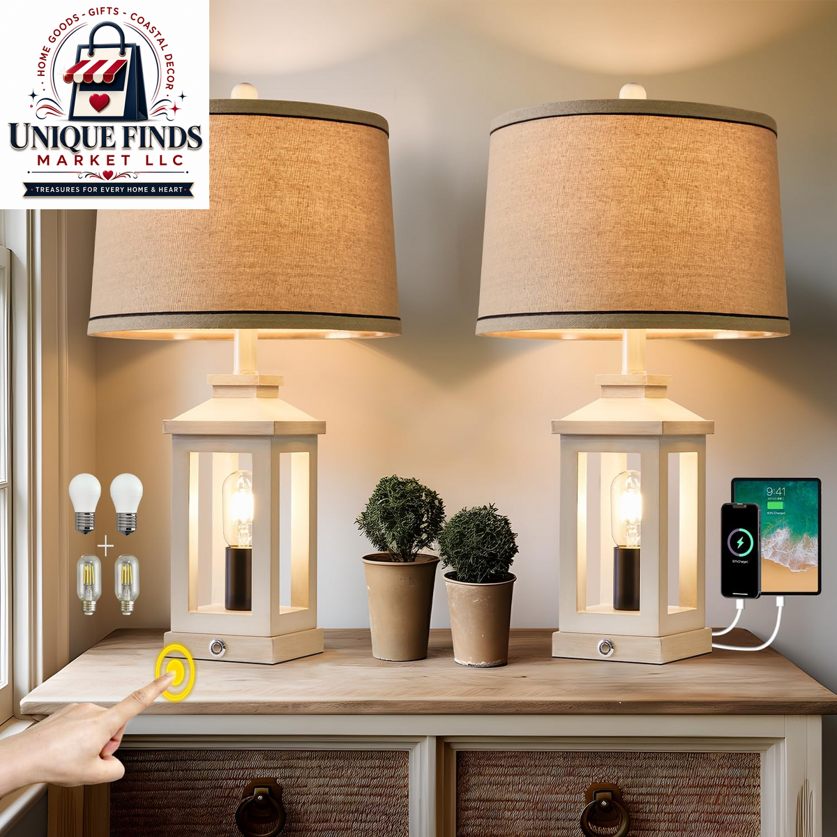 Set of 2 Modern 23.75" Table Lamps for Living Room and Bedroom Nightstands