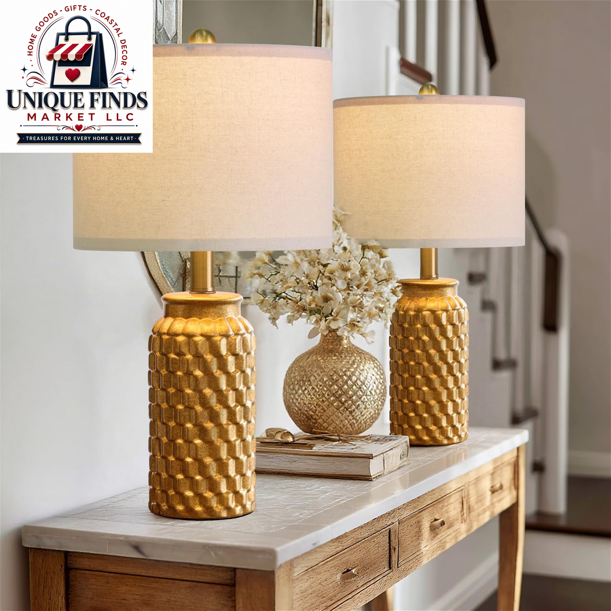 Usumkky 20.5-Inch Ceramic Table Lamp Set of 2 - Modern Farmhouse and Boho Design, Ideal for Bedroom Nightstands and Living Room End Tables, Compact Desk Lamps in Cream