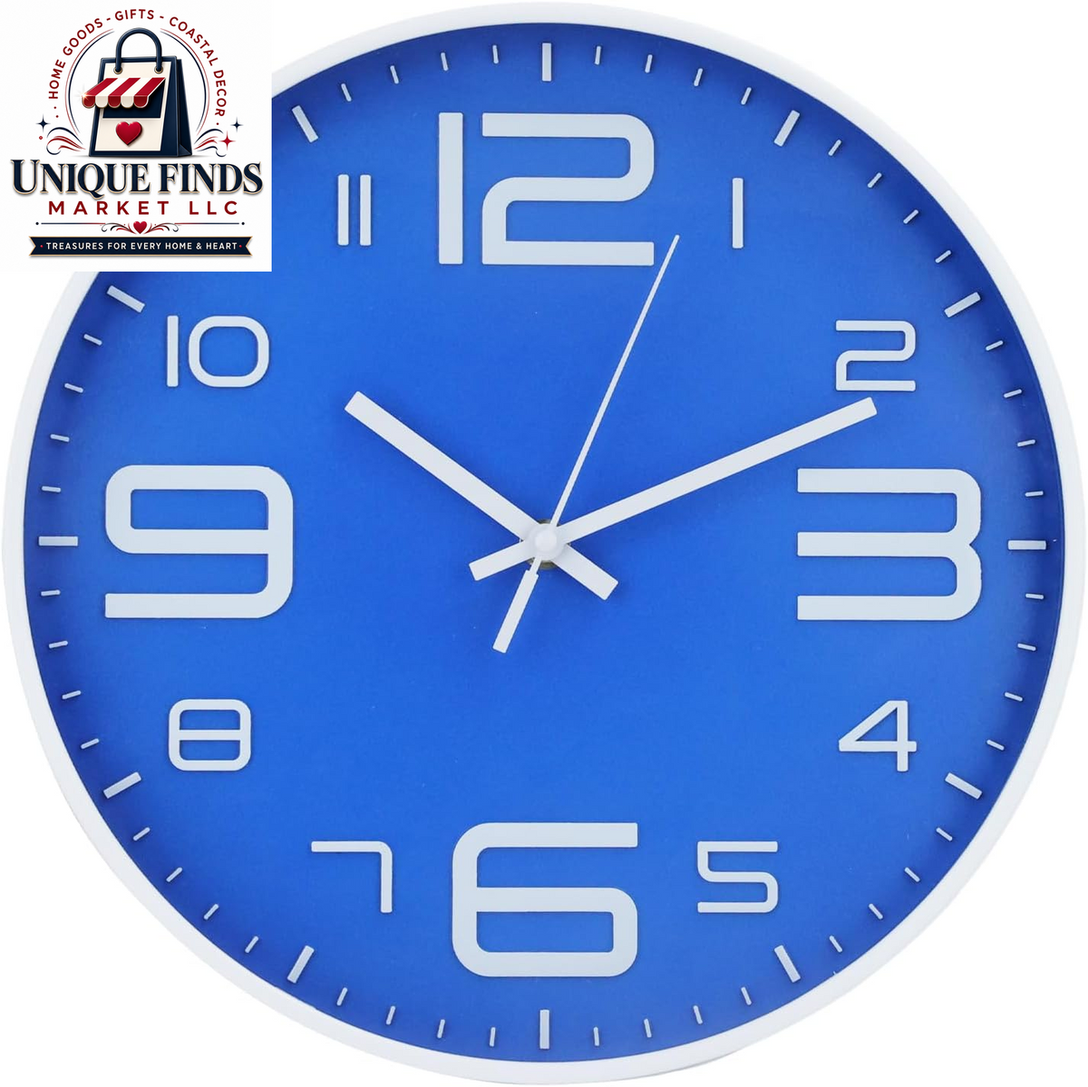 Modern Silent Quartz Wall Clock - Battery Operated, Non-Ticking, 12 Inch Round Decor - Trendy and Practical Design for Office, Home, or School (White-Black)