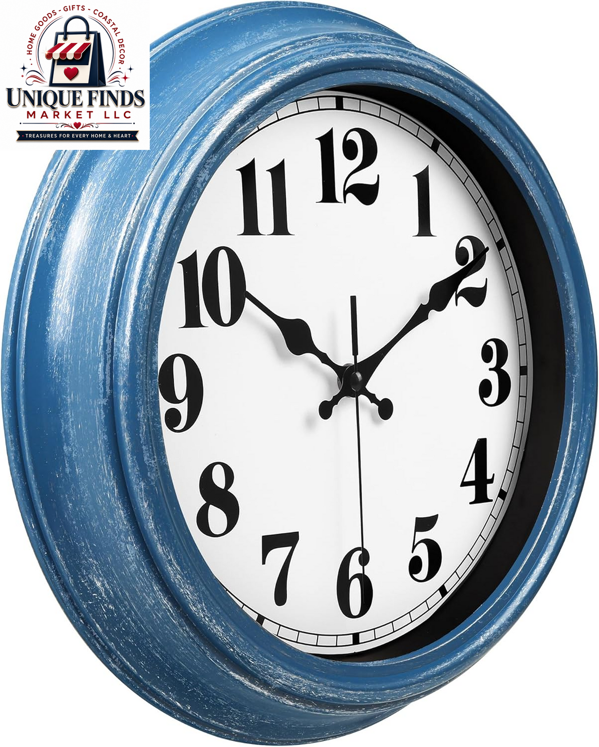 JENLYSTIME 12-Inch Blue Retro Wall Clock
