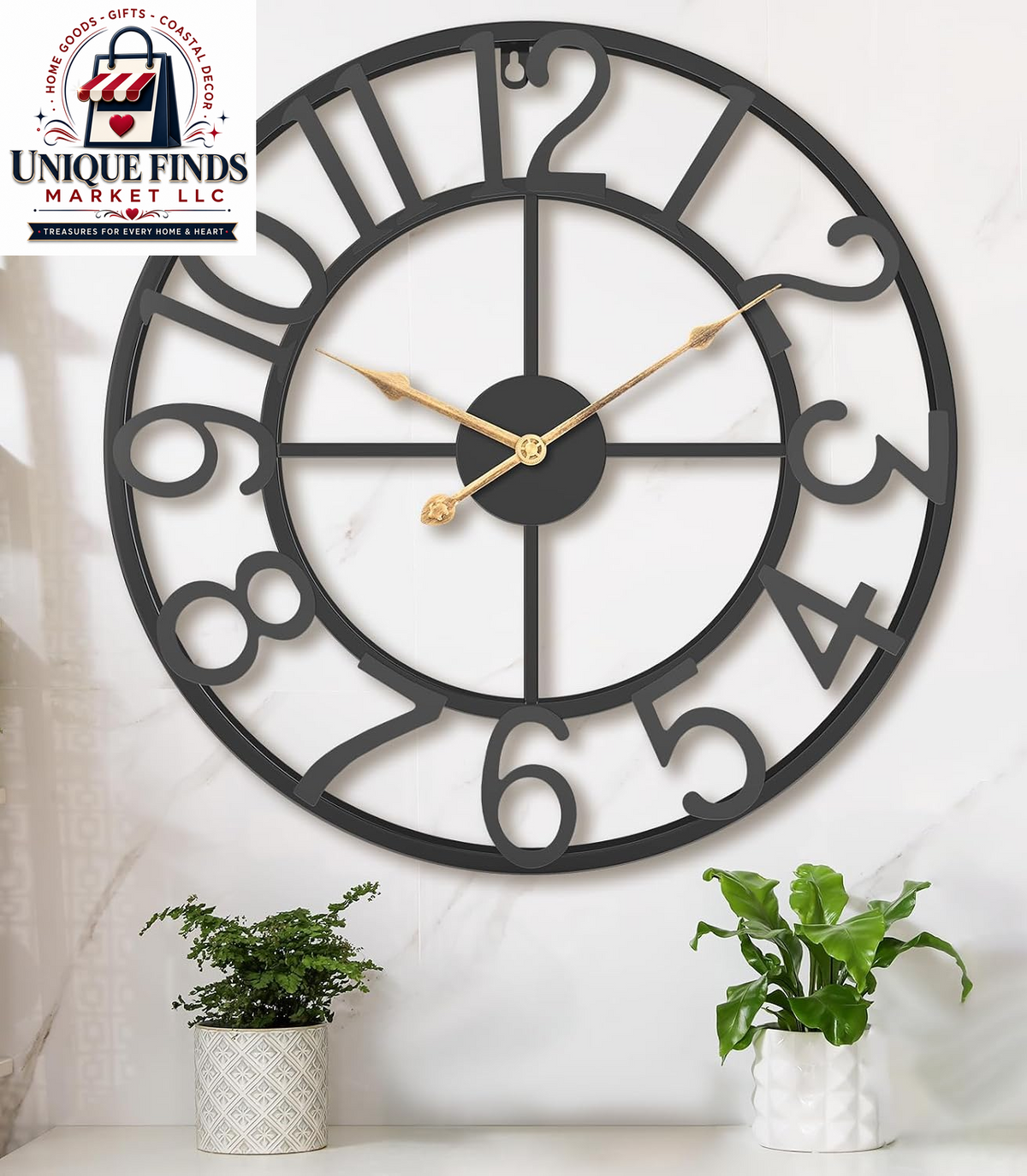 Pytha Sight 14-Inch Metal Wall Clock with Roman Numerals for Living Room Decor