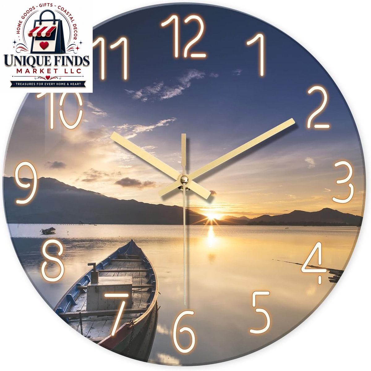 Battery-Operated 12-Inch Blue Beach Wall Clock