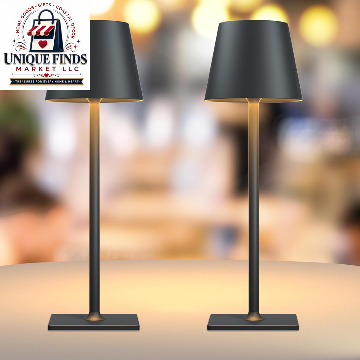 Yogaret Black Cordless Table Lamps with 6000mAh Rechargeable Battery - Set of 2