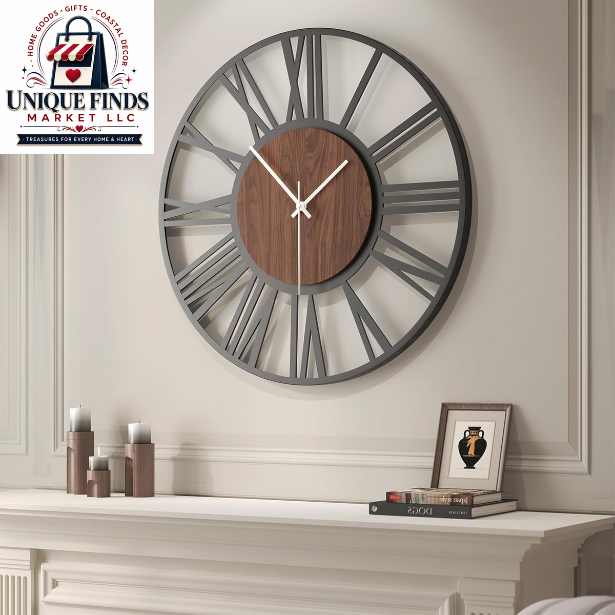 Cuspin 24-Inch Gold Metal Wall Clock for Elegant Living Room Decor