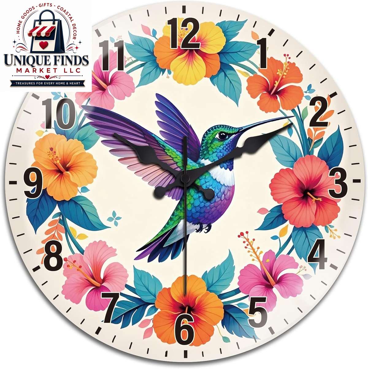 Peacoblue 12" Round Battery-Operated Marble Pattern Wall Clock