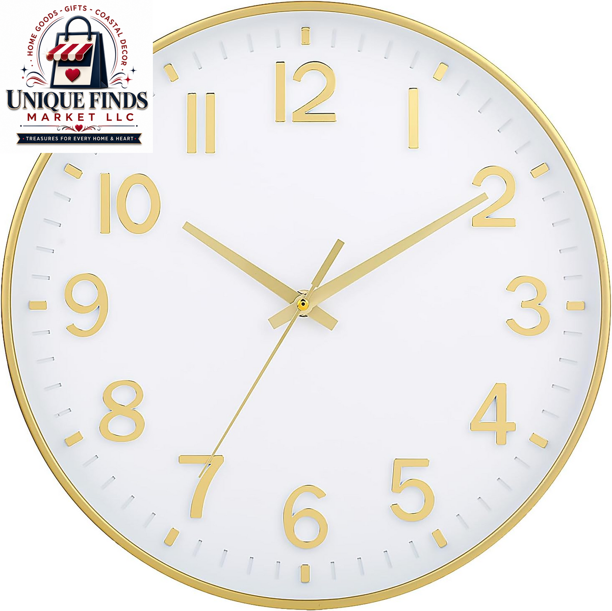 HZDHCLH 12-Inch Navy Modern Wall Clock - Battery Operated, Silent, Non-Ticking