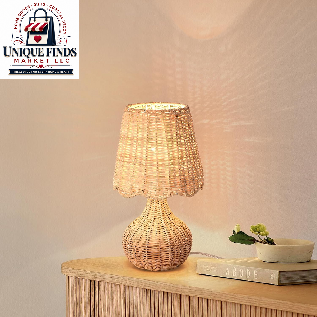 Ziqqeelam Rattan Small Bedside Table Lamp - Boho Mini Table Lamp for Nightstands, Ideal for Farmhouse Decor and Compact Spaces in Bedrooms, Kitchens, and Dorms