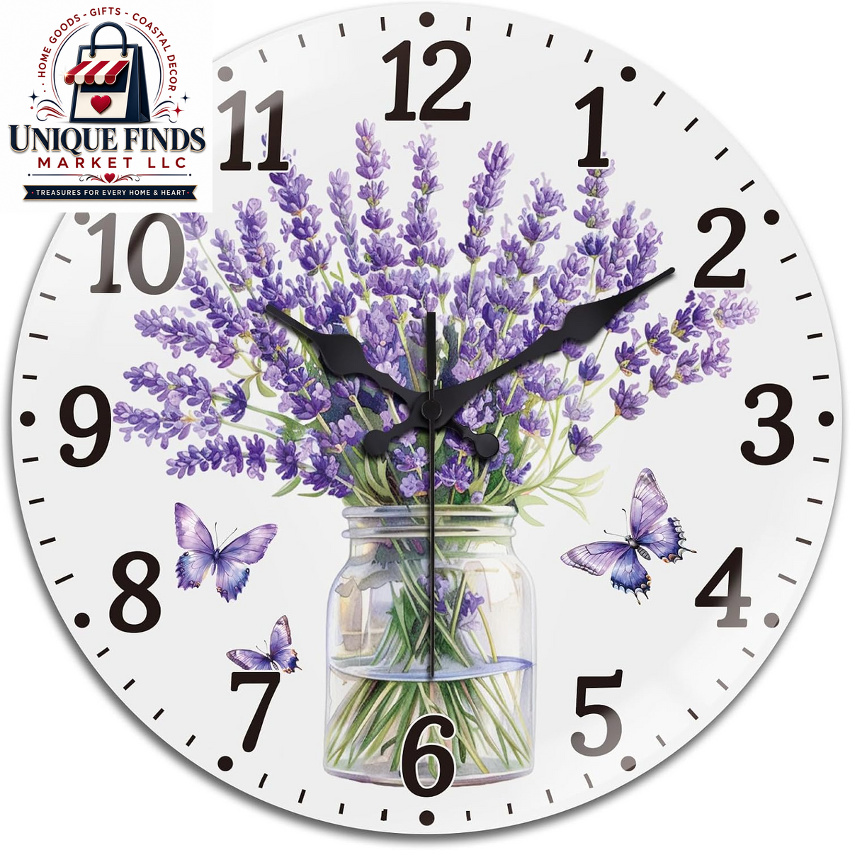 Peacoblue 12" Round Battery-Operated Marble Pattern Wall Clock