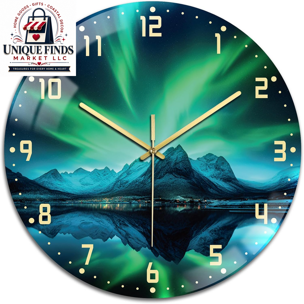 Peacoblue 12" Round Battery-Operated Marble Pattern Wall Clock
