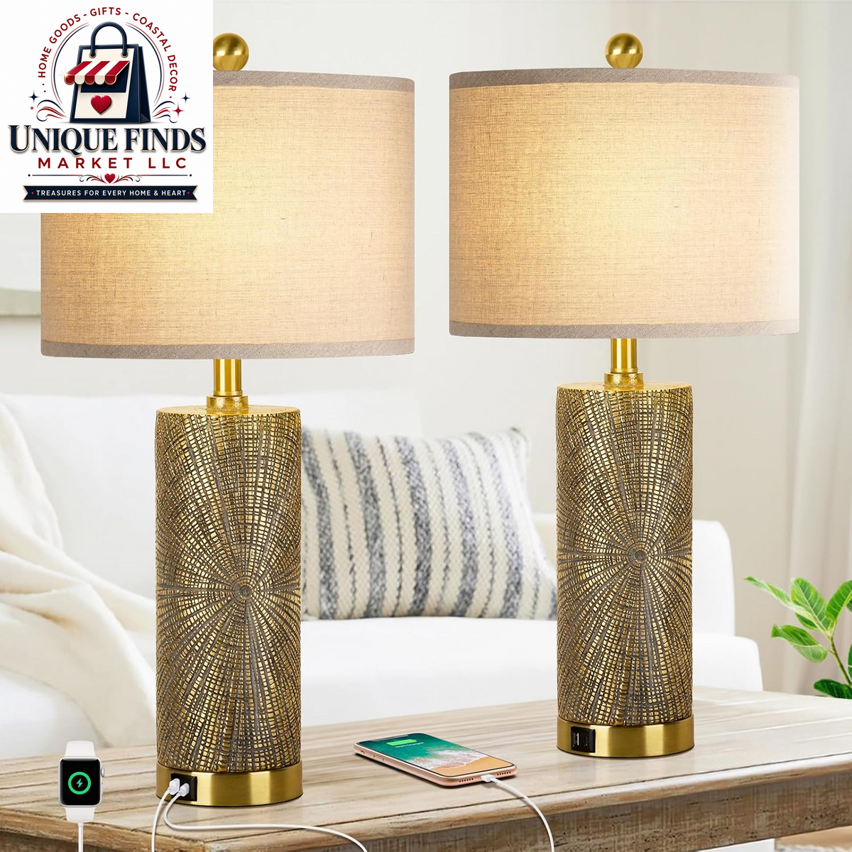 Set of 2 27-Inch Tall Rattan Table Lamps with USB Charging Ports, Boho Farmhouse Woven Seagrass Bedside Lighting for Living Room and Bedroom, E26 Socket, Cream Shade