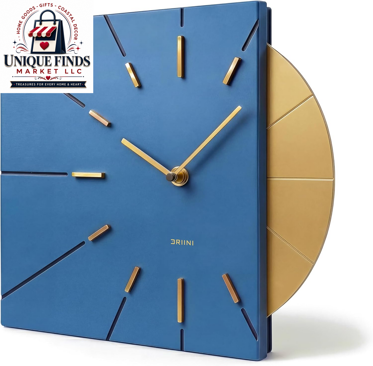 Driini White and Gold Mid-Century Modern Battery-Operated Wall Clock