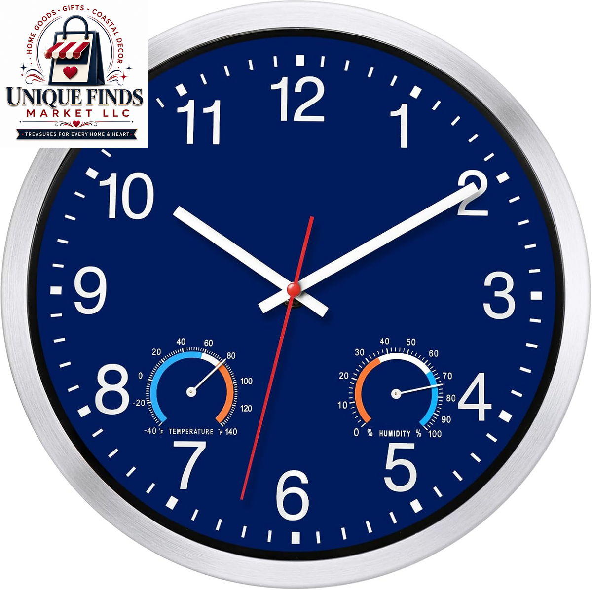 Caysie 12-Inch Waterproof Sealed Indoor/Outdoor Clock in Silver