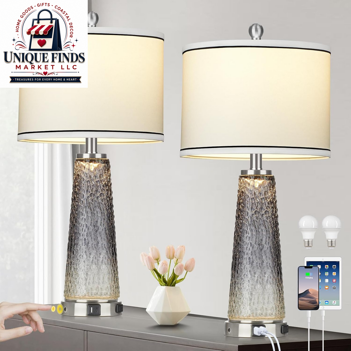 26" Coastal Table Lamps for Living Room and Modern Bedside Lighting Solutions for Bedrooms