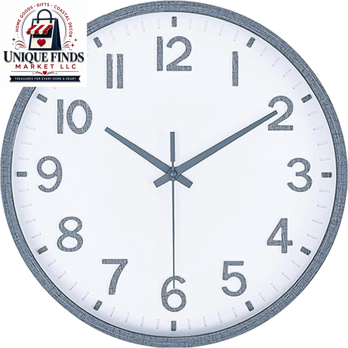 Battery Operated 12-Inch Modern Silent Wall Clock for Home and Office Décor (Gray and White)