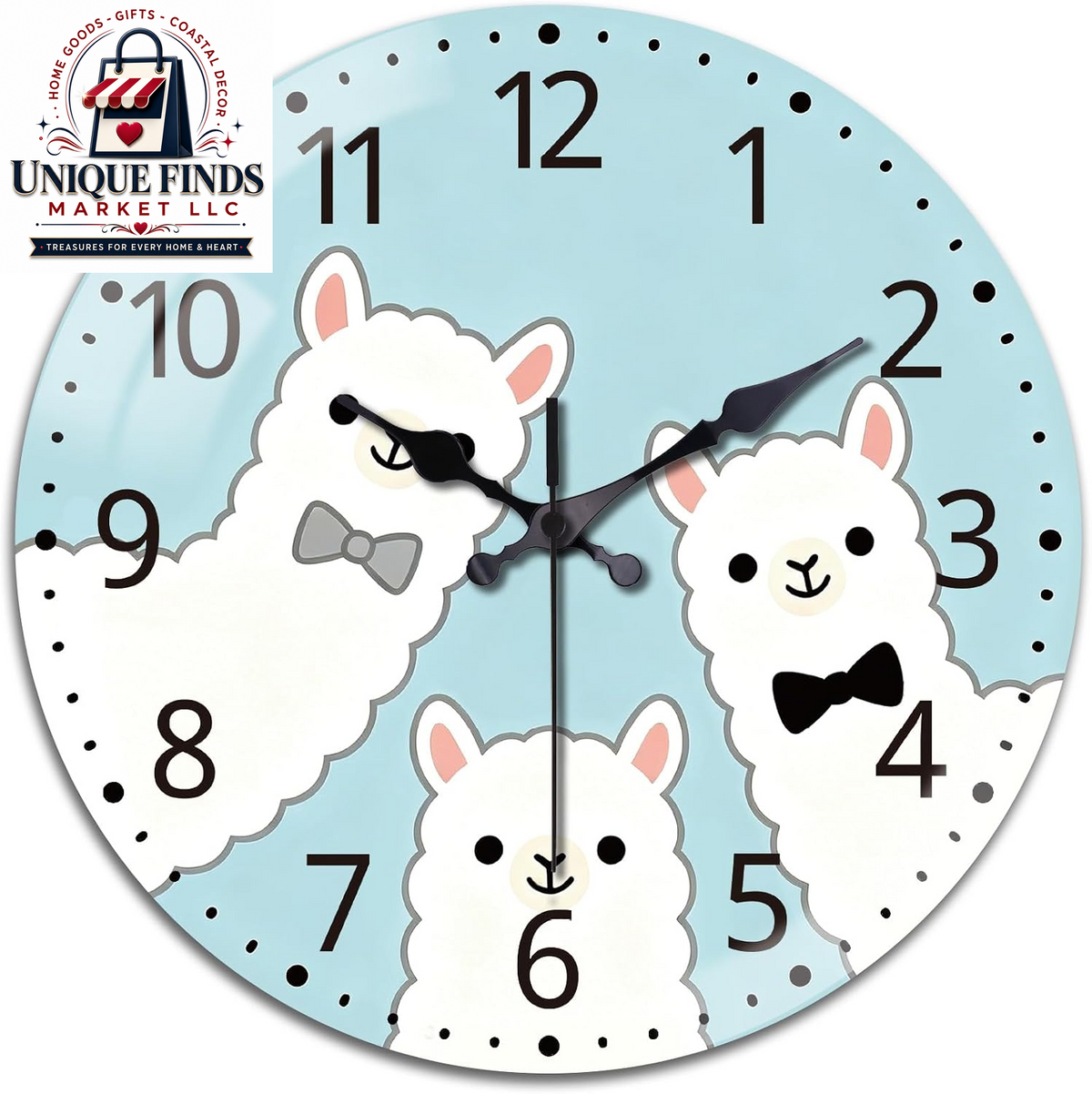 Peacoblue 12" Round Battery-Operated Marble Pattern Wall Clock