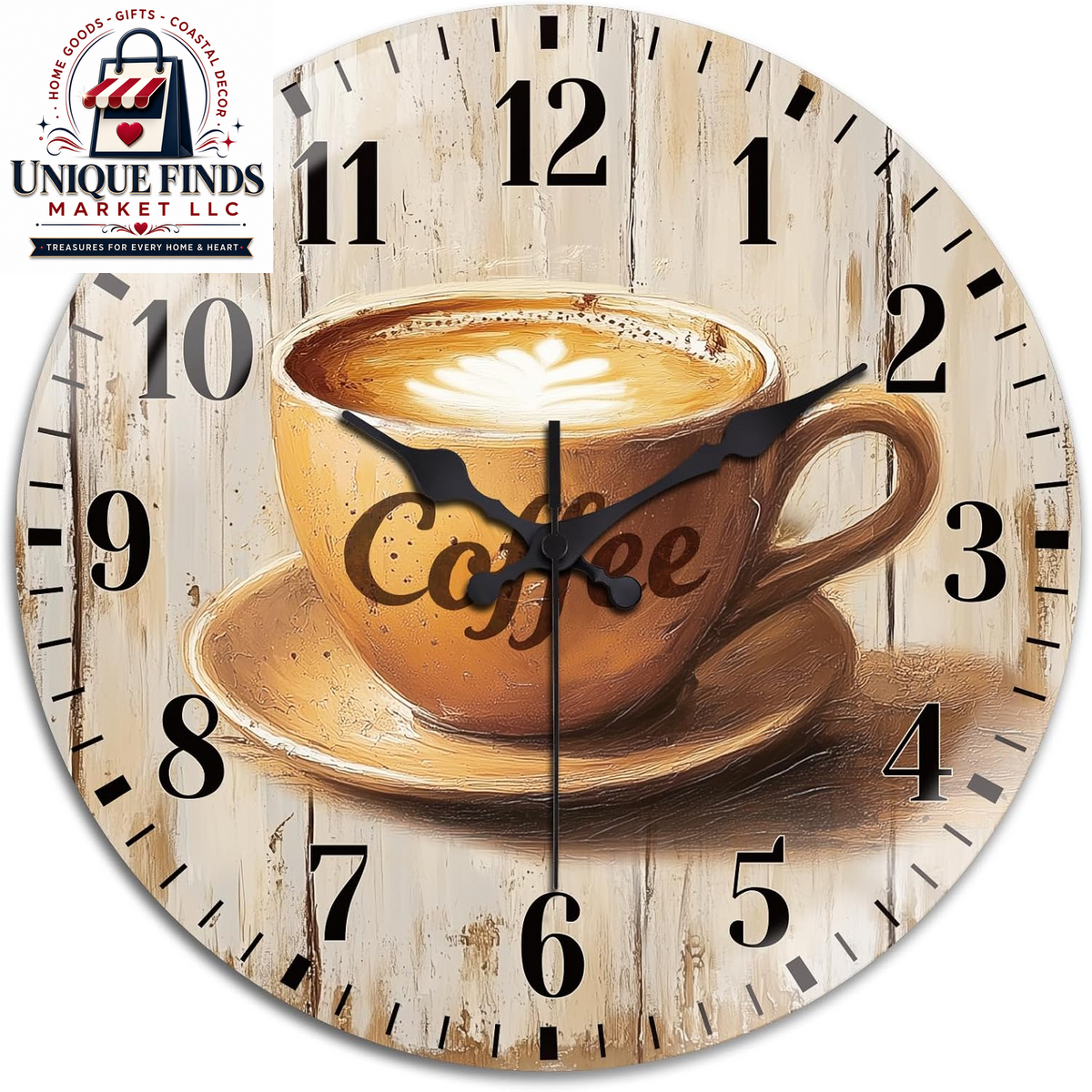 Peacoblue 12" Round Battery-Operated Marble Pattern Wall Clock