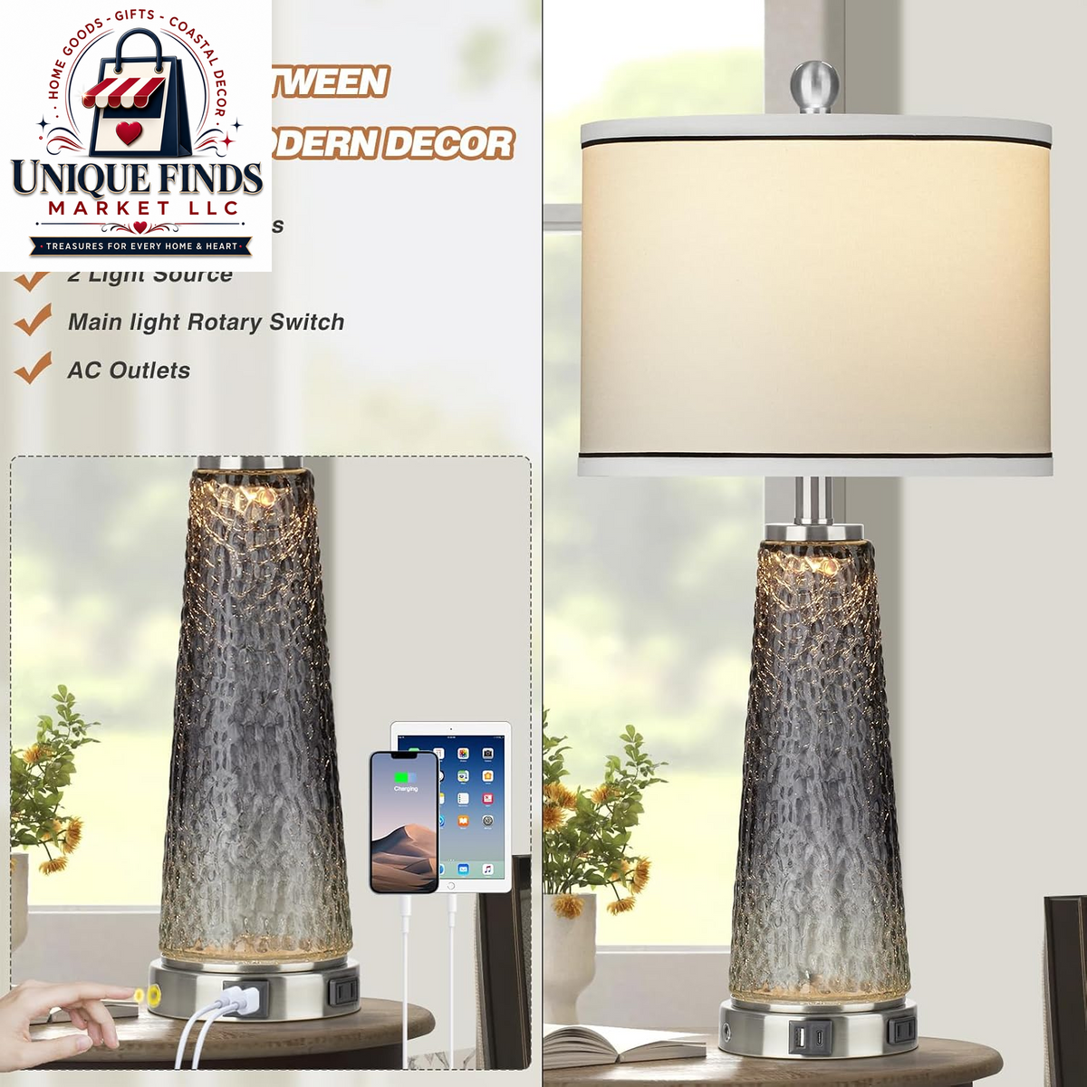 26" Coastal Table Lamps for Living Room and Modern Bedside Lighting Solutions for Bedrooms