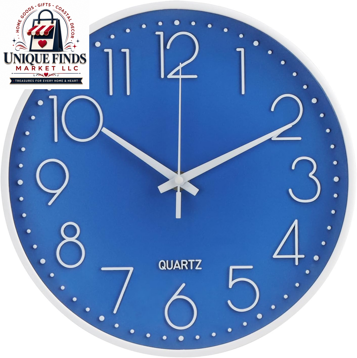 12-Inch Non-Ticking Silent Quartz Wall Clock with Red Stereoscopic Dial - Modern Round Design for Home, Office, School, Living Room, Bedroom, and Kitchen Decor