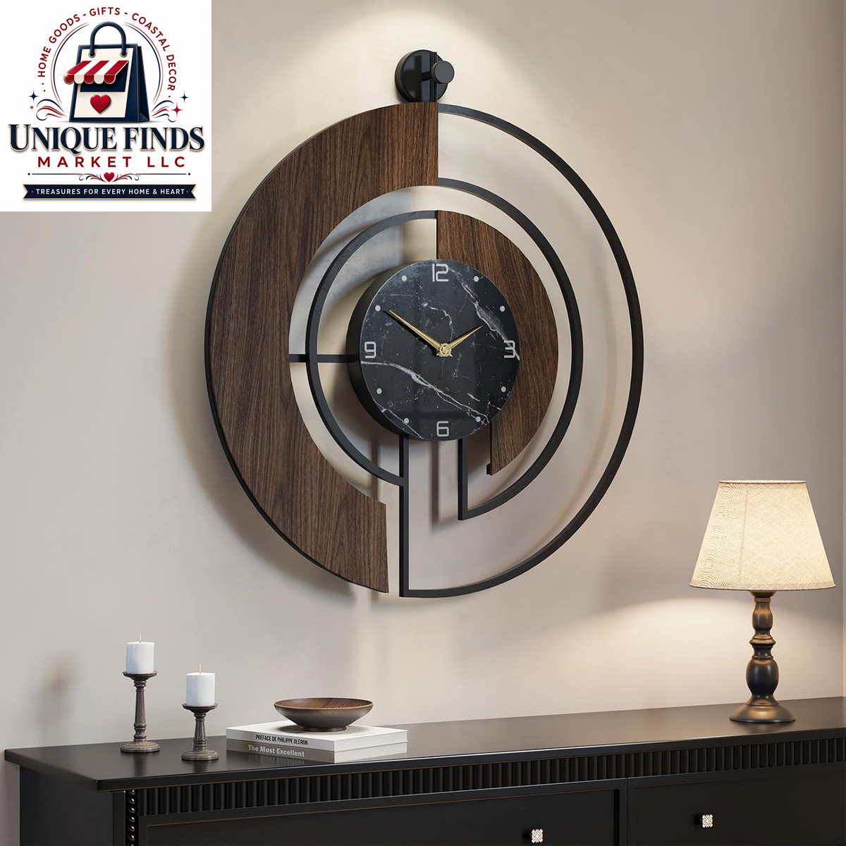 Cuspin 24-Inch Gold Metal Wall Clock for Elegant Living Room Decor