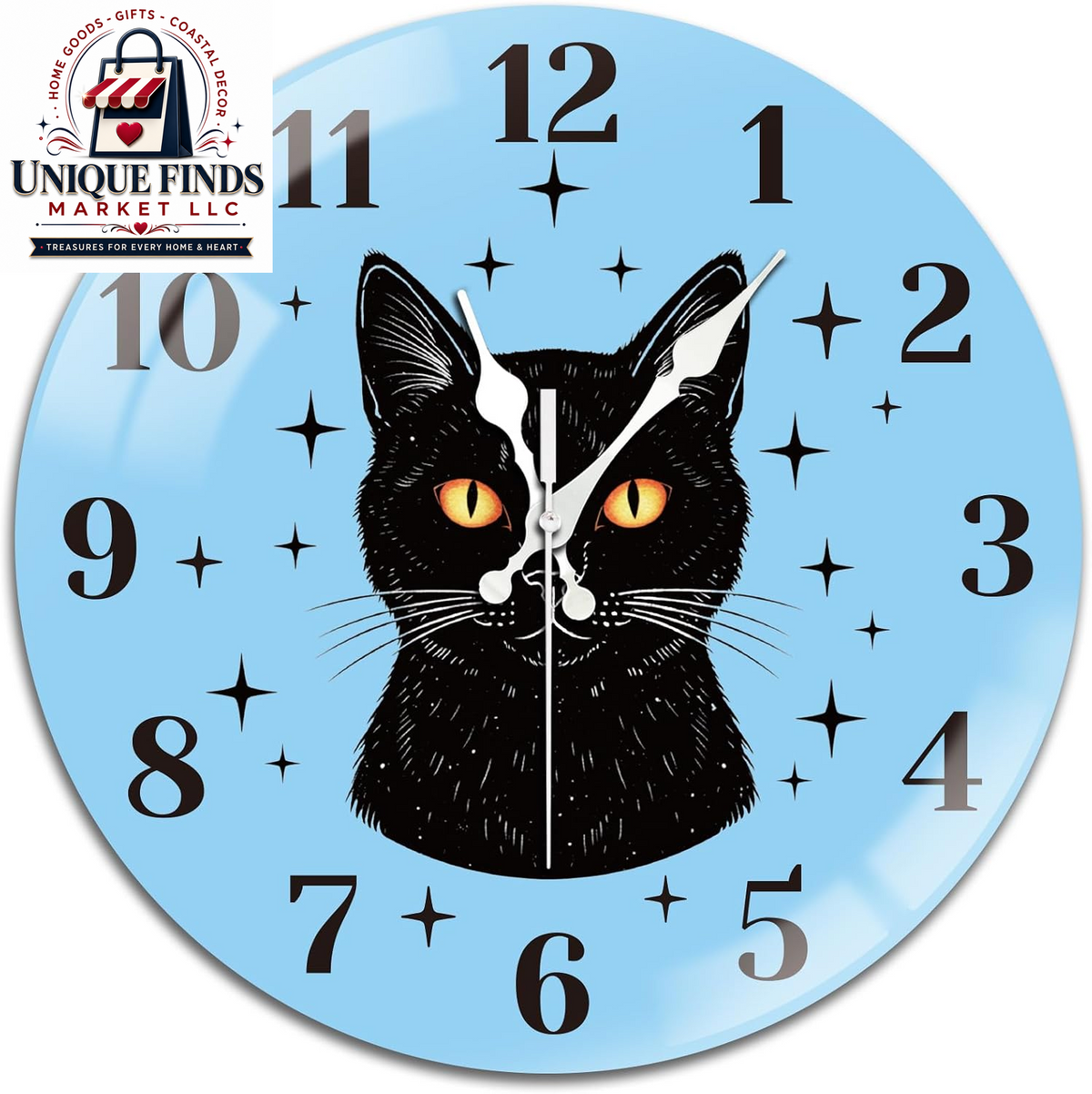 Peacoblue 12" Round Battery-Operated Marble Pattern Wall Clock