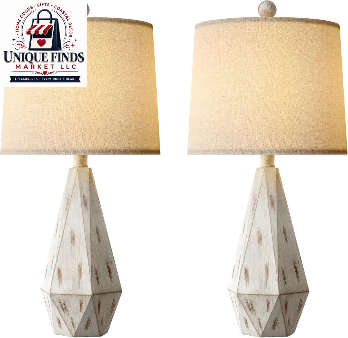 Pokat 23-Inch Farmhouse Table Lamp Set of 2, Beige Rustic Lamps for Living Room and Bedroom Nightstands, Ideal for End Tables and Side Tables