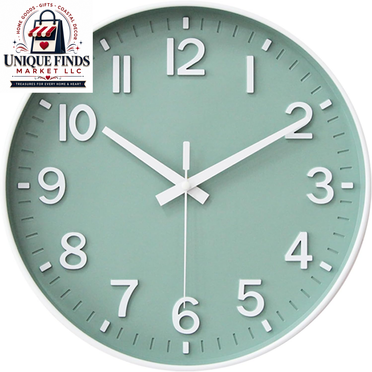 HZDHCLH 12-Inch Silent Battery-Operated Wall Clock in Green