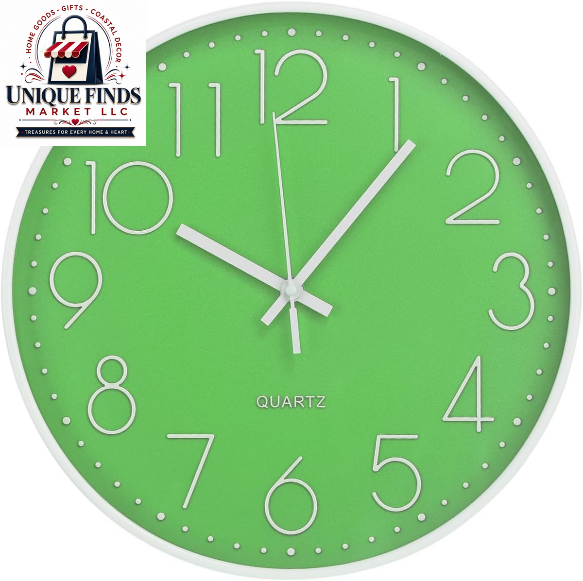 12-Inch Non-Ticking Silent Quartz Wall Clock with Red Stereoscopic Dial - Modern Round Design for Home, Office, School, Living Room, Bedroom, and Kitchen Decor