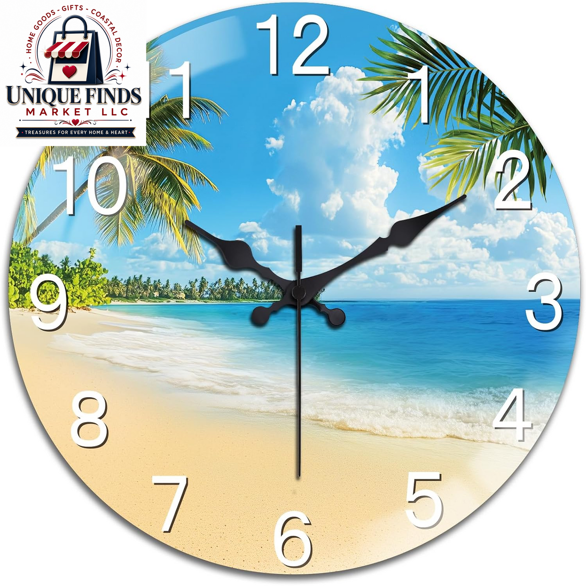 Peacoblue 12" Round Battery-Operated Marble Pattern Wall Clock