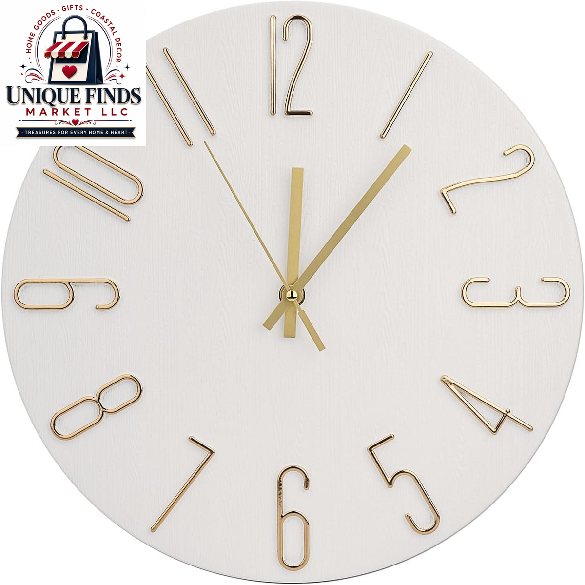 12-Inch Silent Non-Ticking Quartz Wall Clock with Imitation Wood Finish and 3D Figures - Modern Round Decor for Home, Hotel, Office, and School