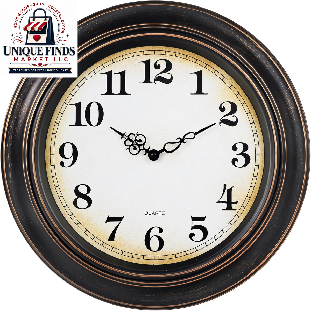 Yoiolclc 16-Inch Silent Non-Ticking Vintage Wall Clock - Battery Operated for Living Room, Office, and School (Bronze Finish)
