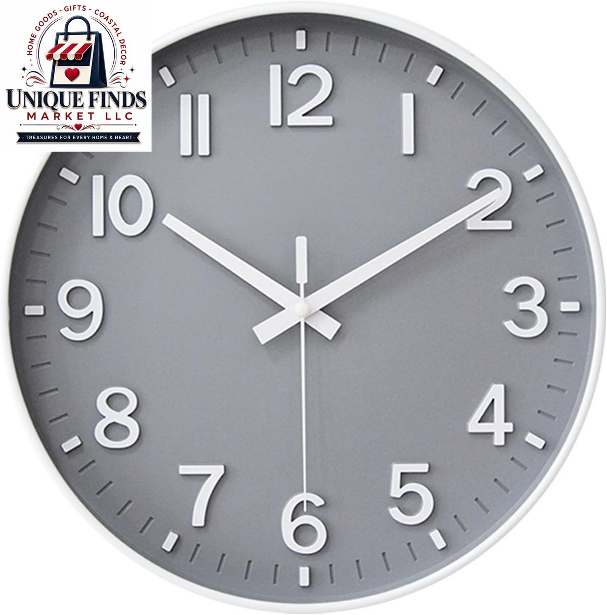 HZDHCLH 12-Inch Navy Modern Wall Clock - Battery Operated, Silent, Non-Ticking